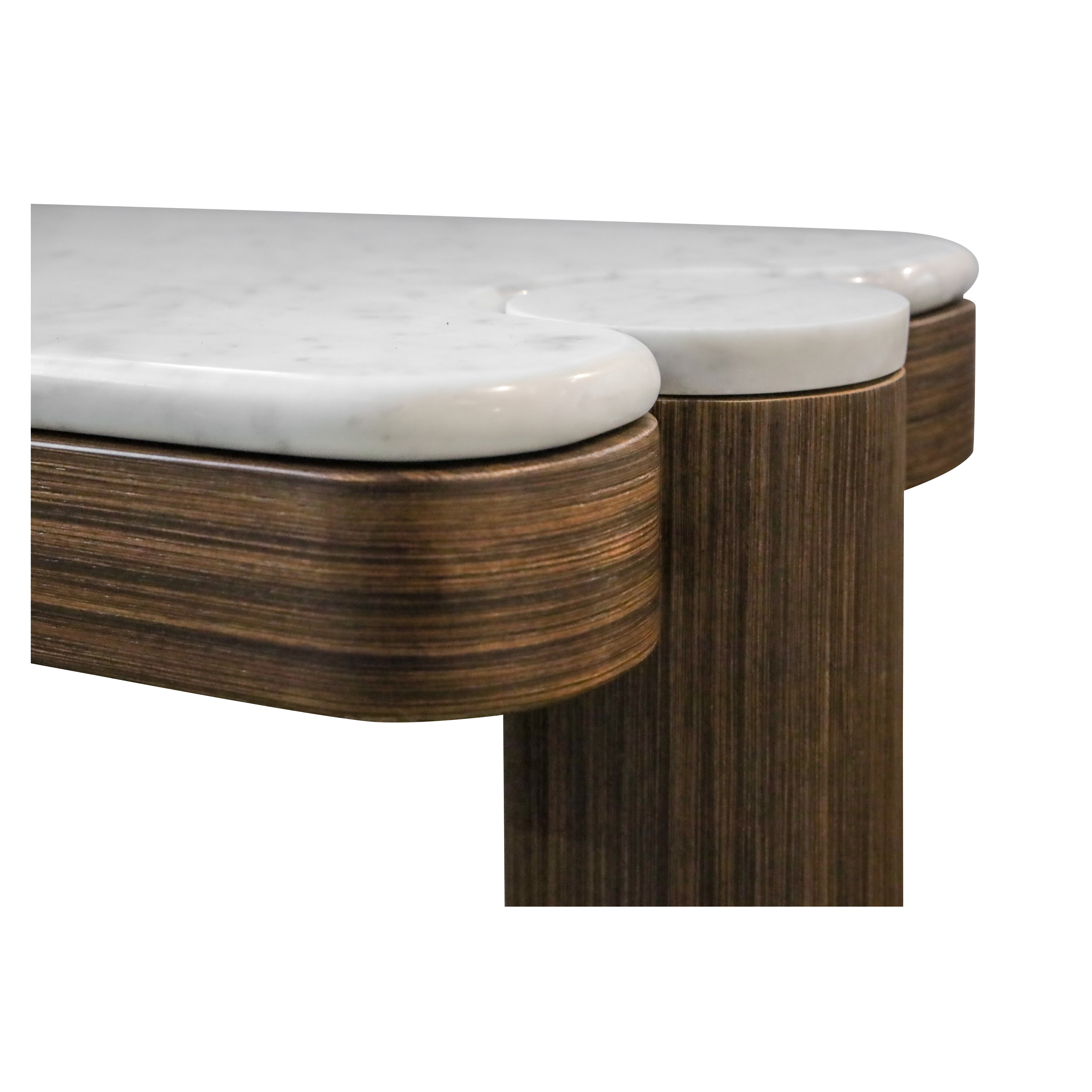 Rio Veneer Console With Marble Top - Walnut