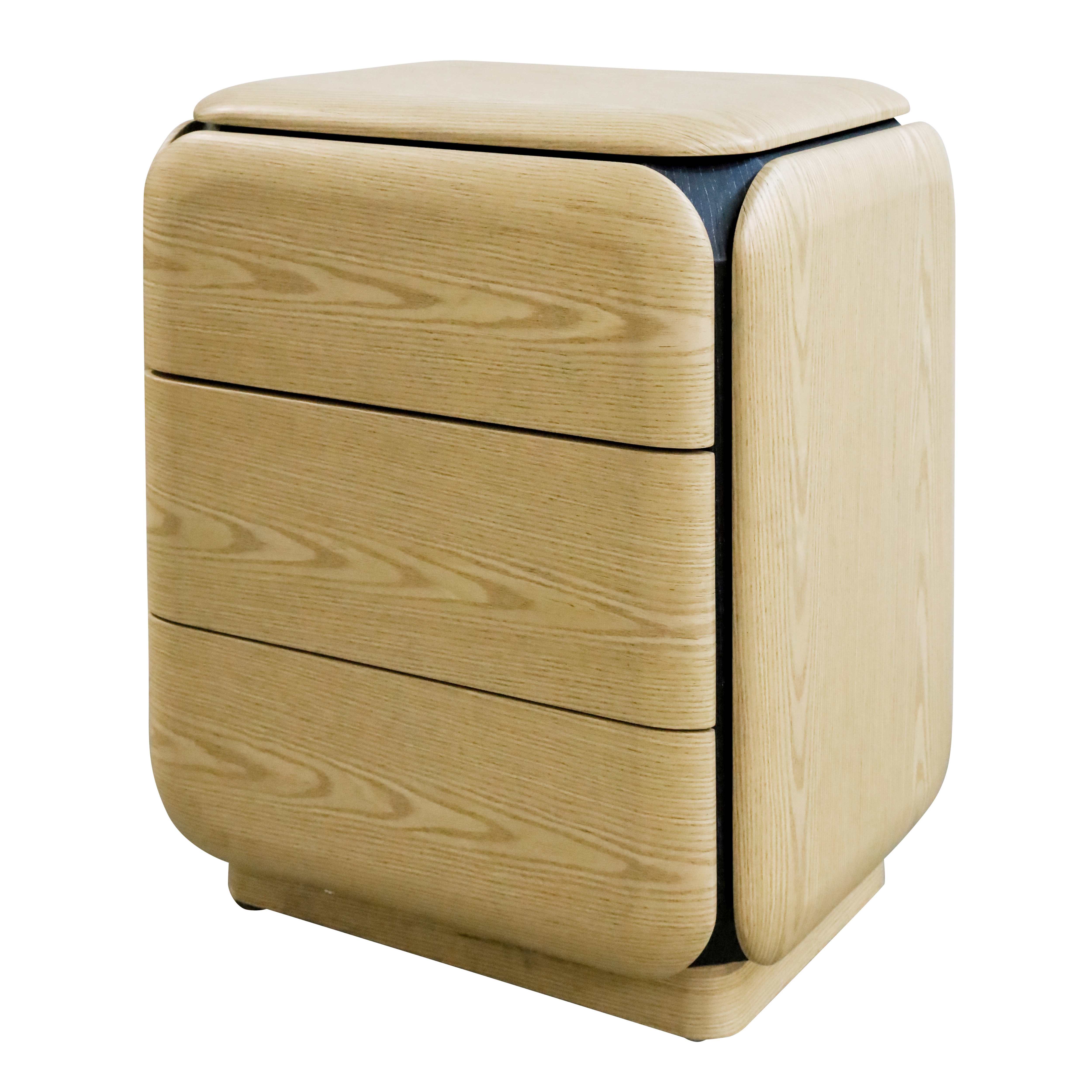 Winnie 3 Drawer Bedside - Oak/Black