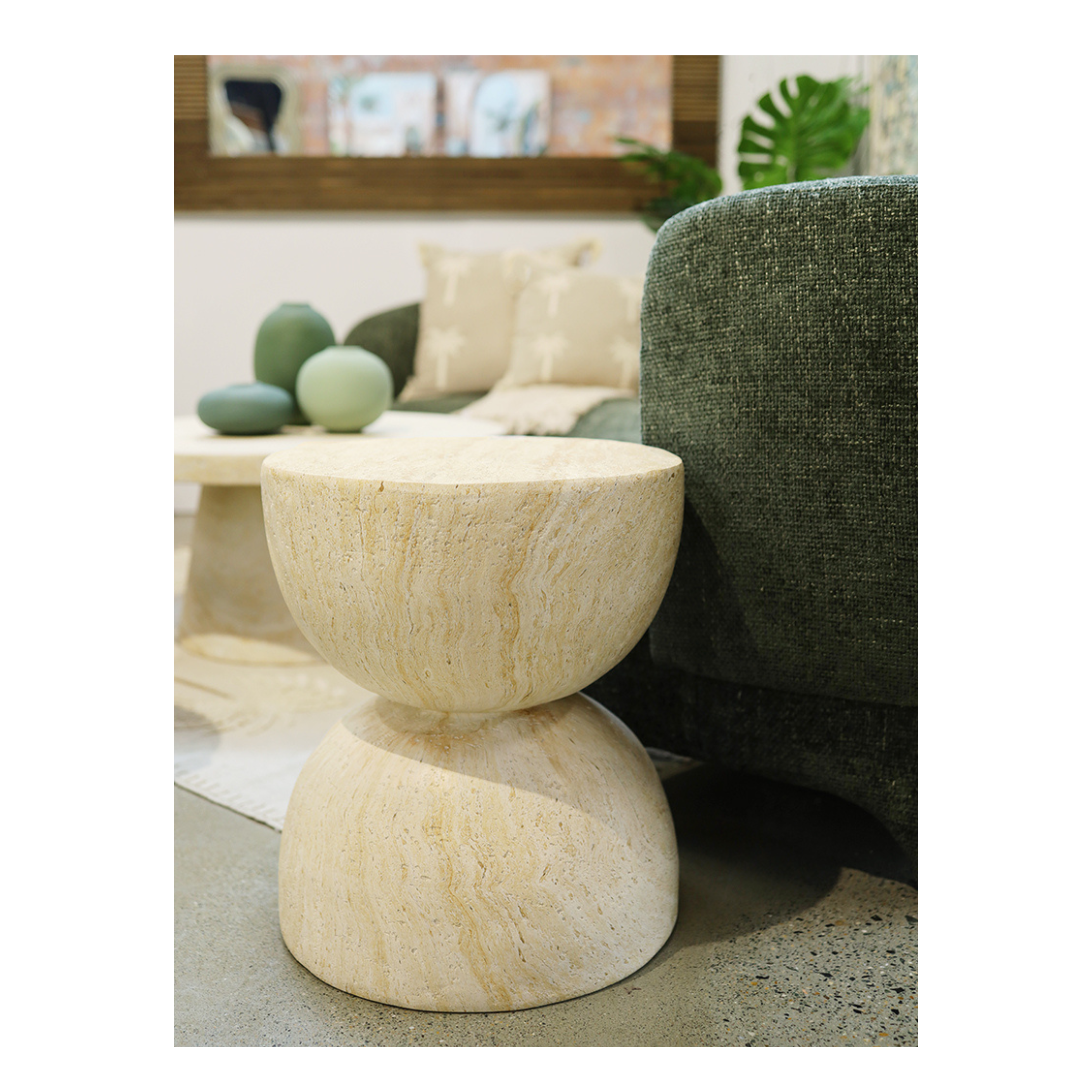 Domo Lightweight Sidetable - Travertine Look