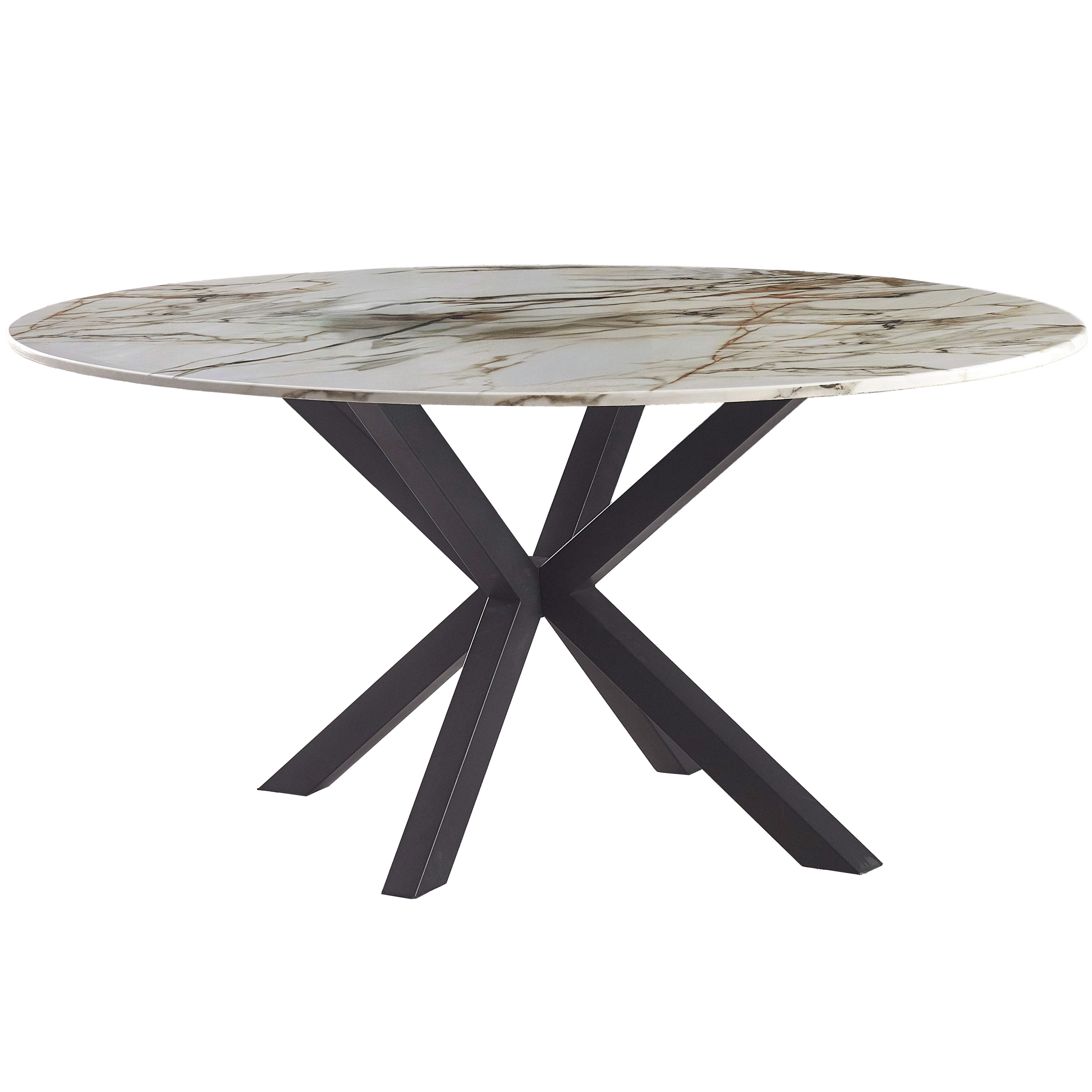 Cora Marble Top Dining Table - Black/Stone