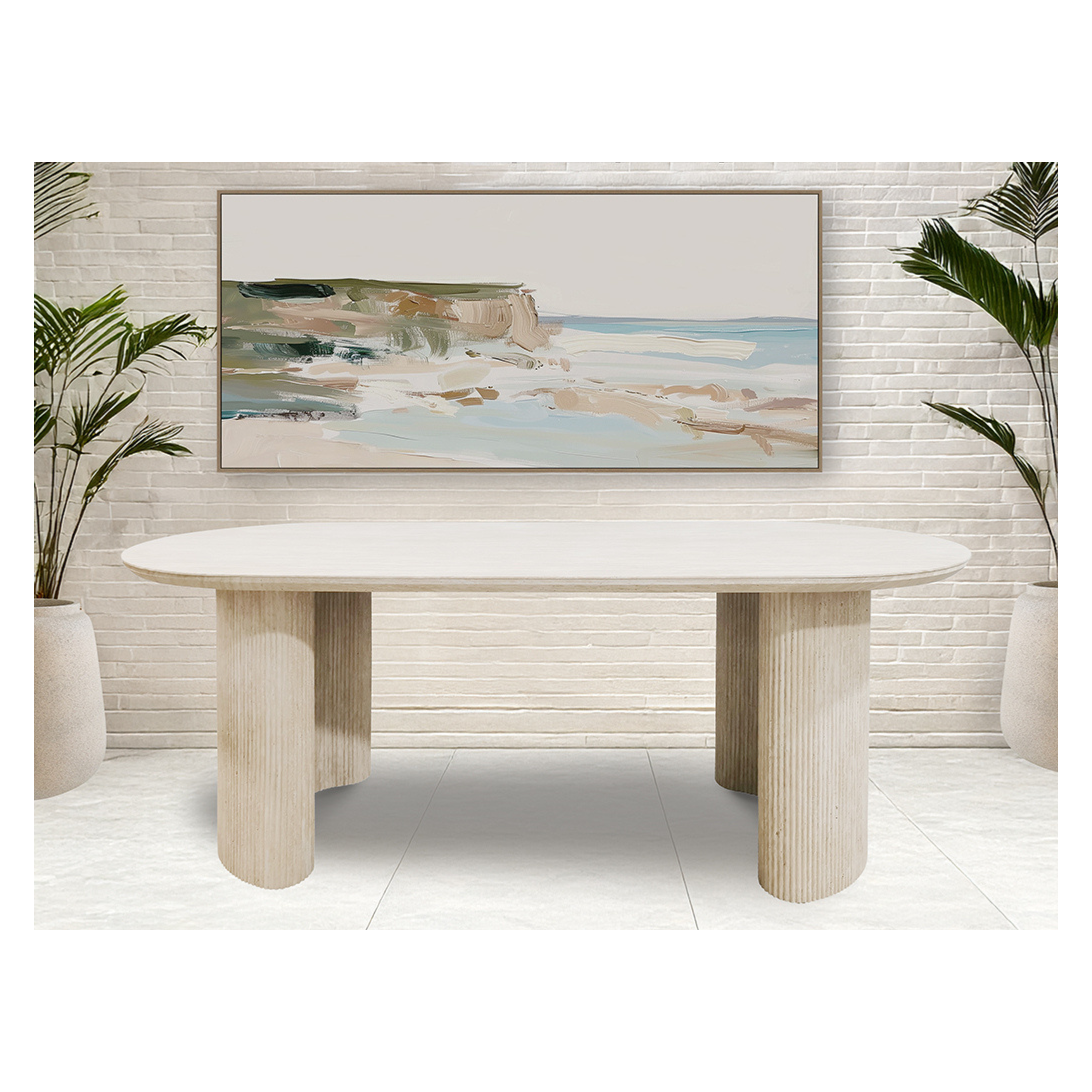 Meyer Dining Table - Travertine Look