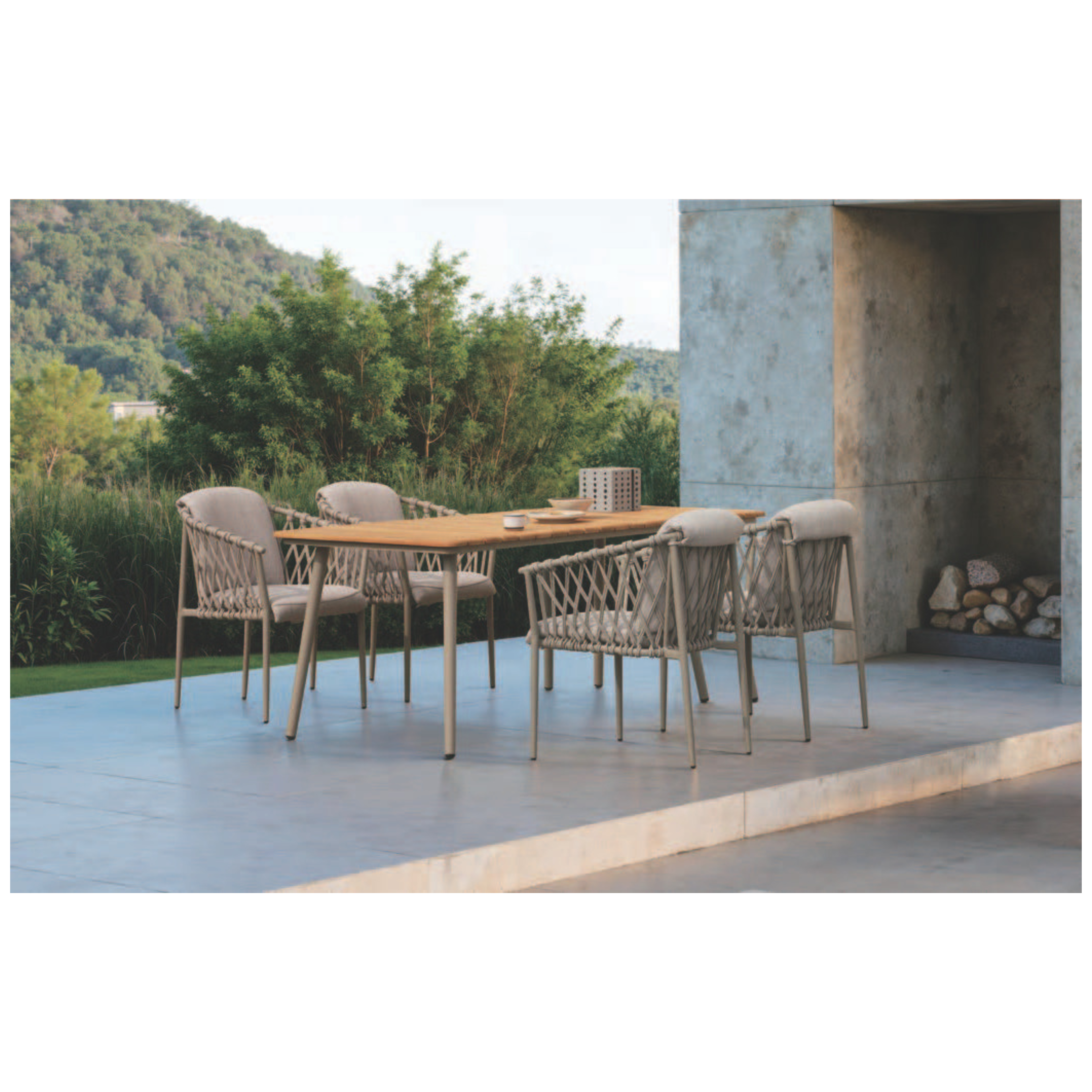 Josiah Outdoor Teak & Aluminimum Dining Table - Taupe