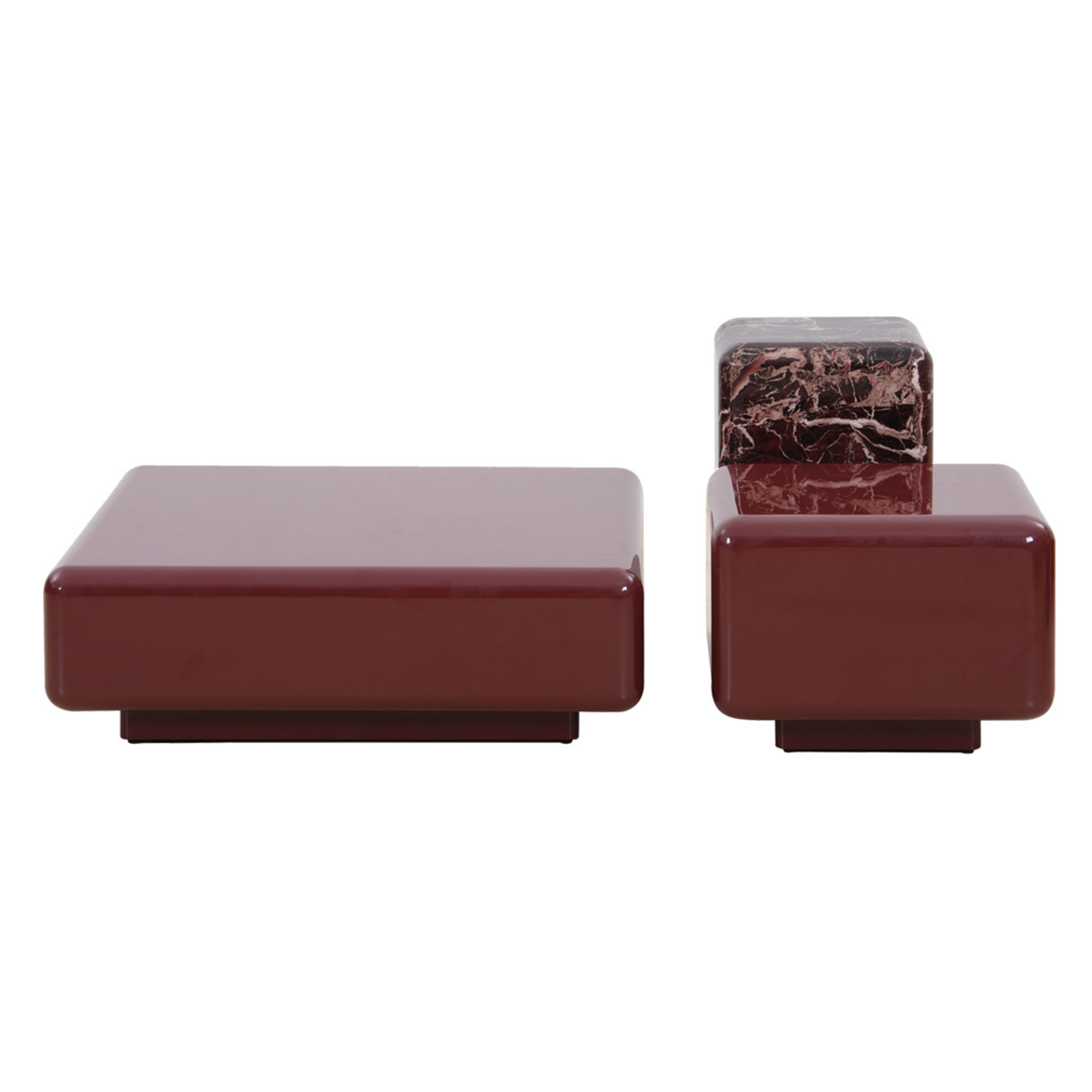 Boyd High Gloss Sidetables - Vermilion & Ox Blood Marble
