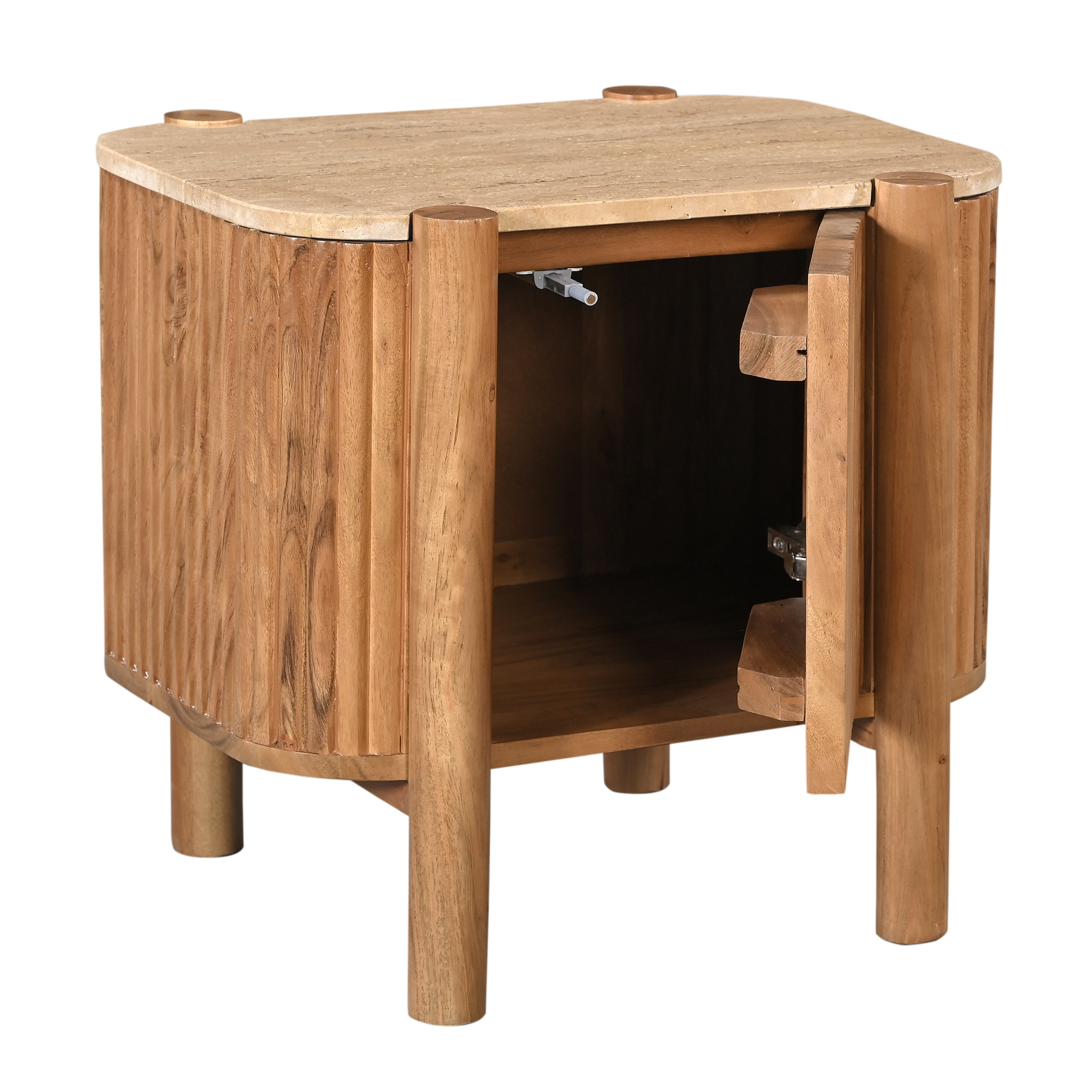 Weiss Bedside With Stone Top - Natural