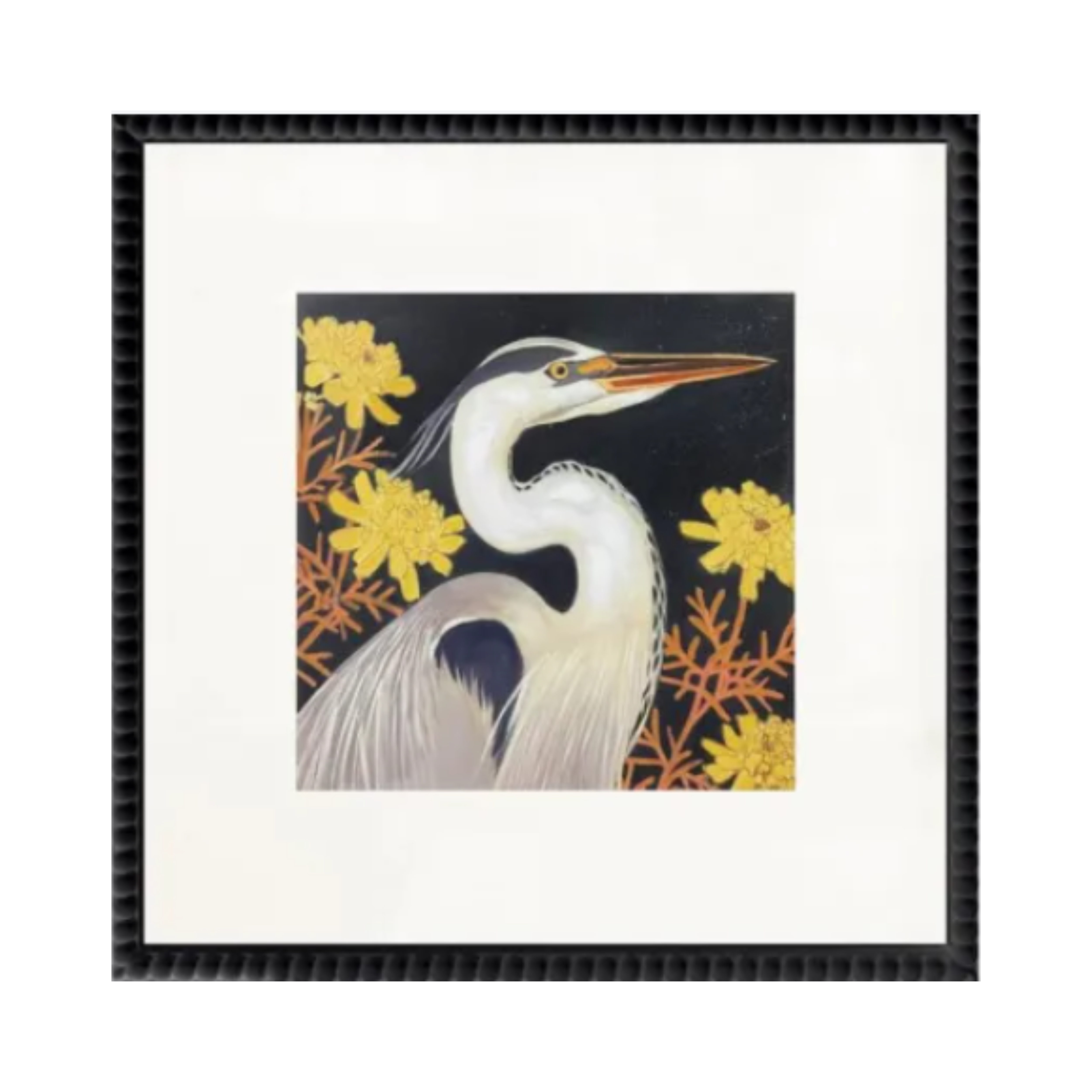 Moonlit March Glass Framed Canvas - Black Bubbles