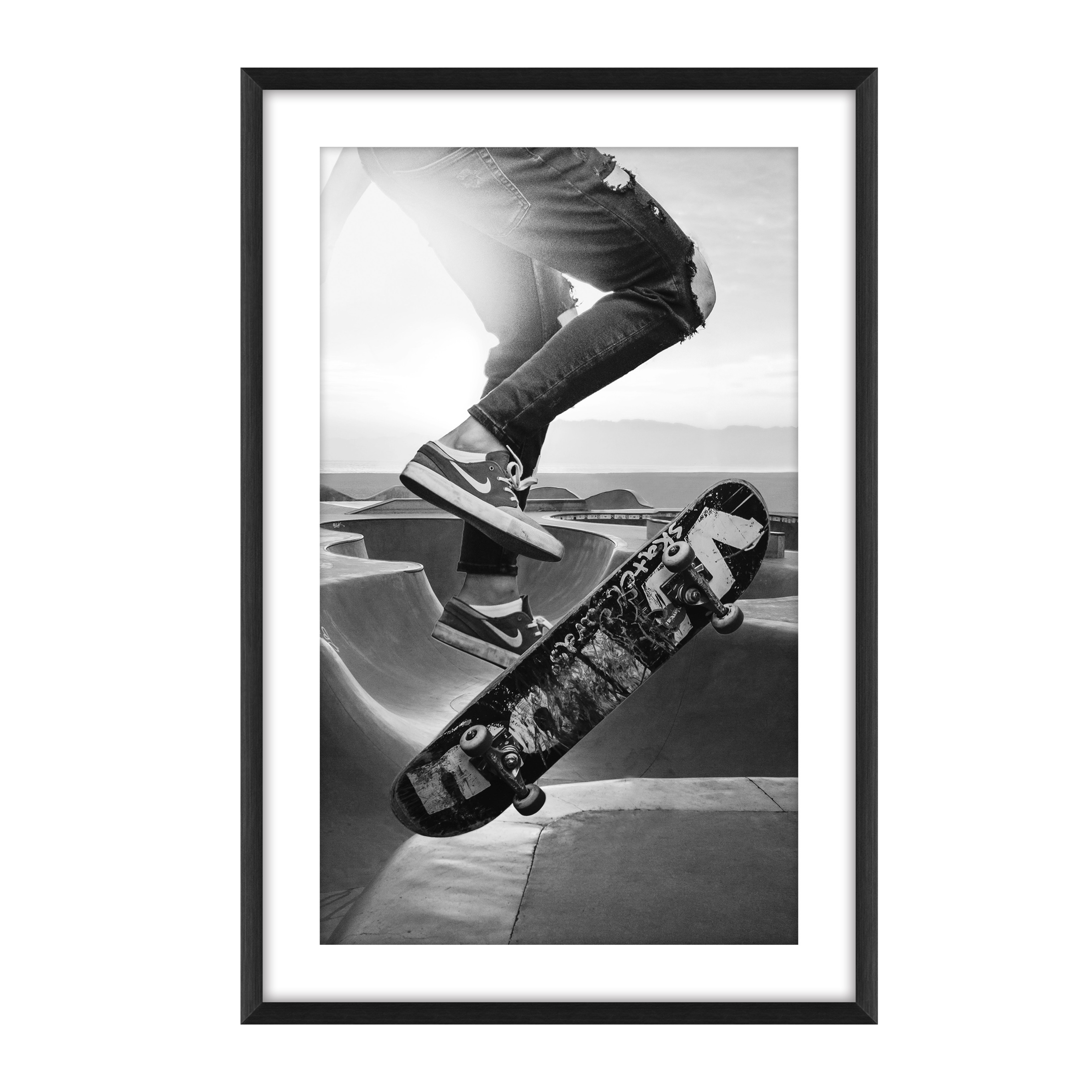 Dogtown B Glass Framed Canvas - Black