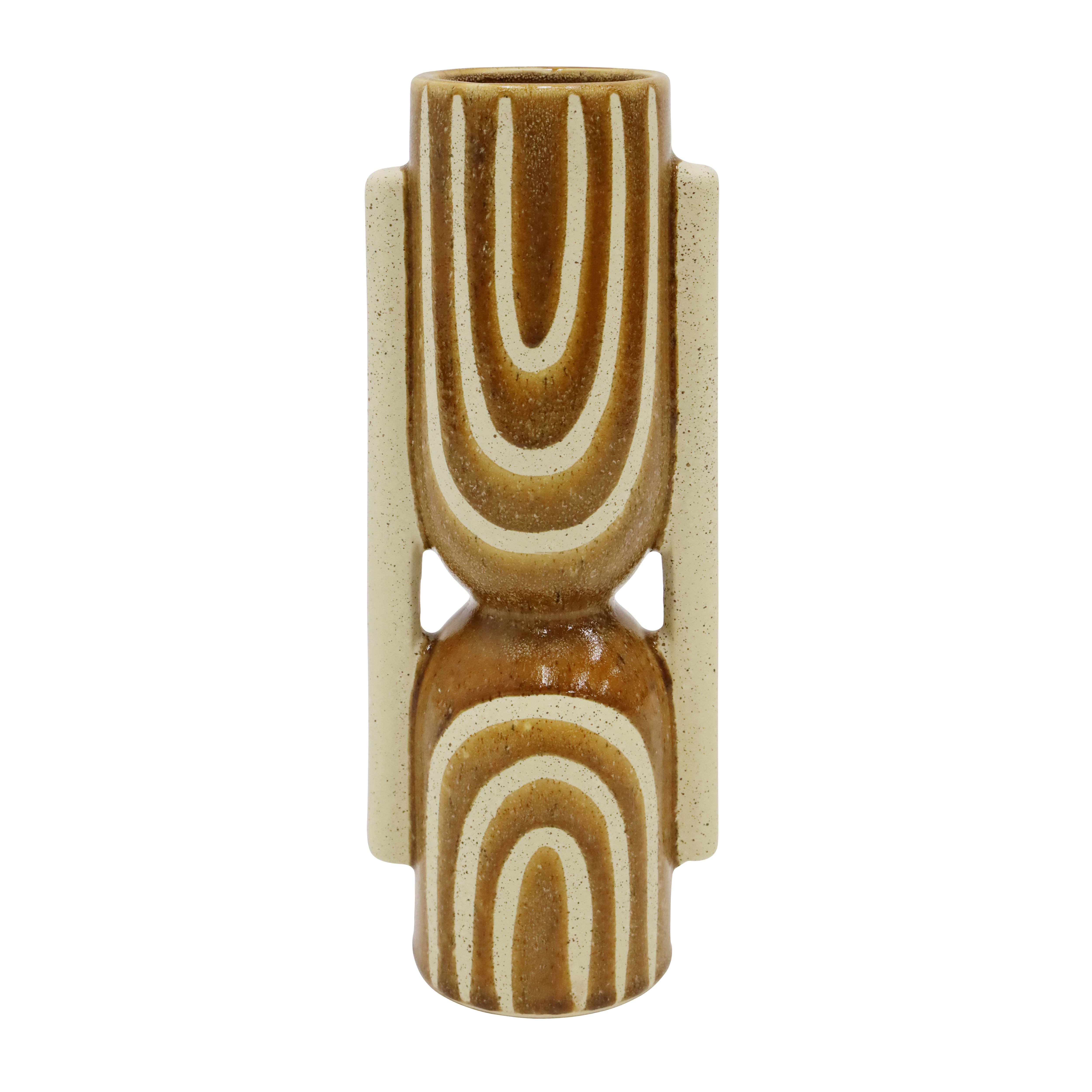 Emilis Ceramic Vase - Mustard & Natural