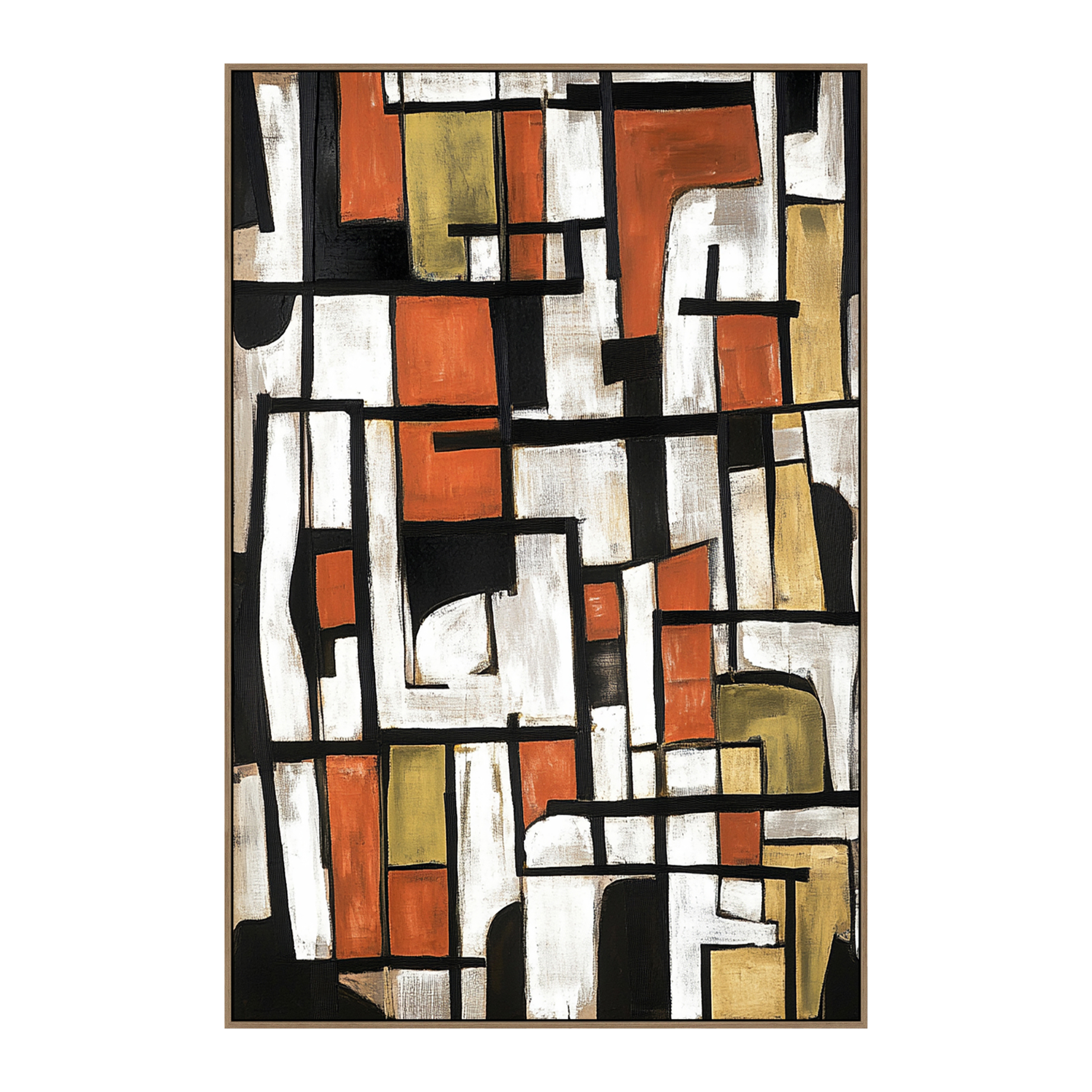 Urban Rhythm Framed Canvas - Oak