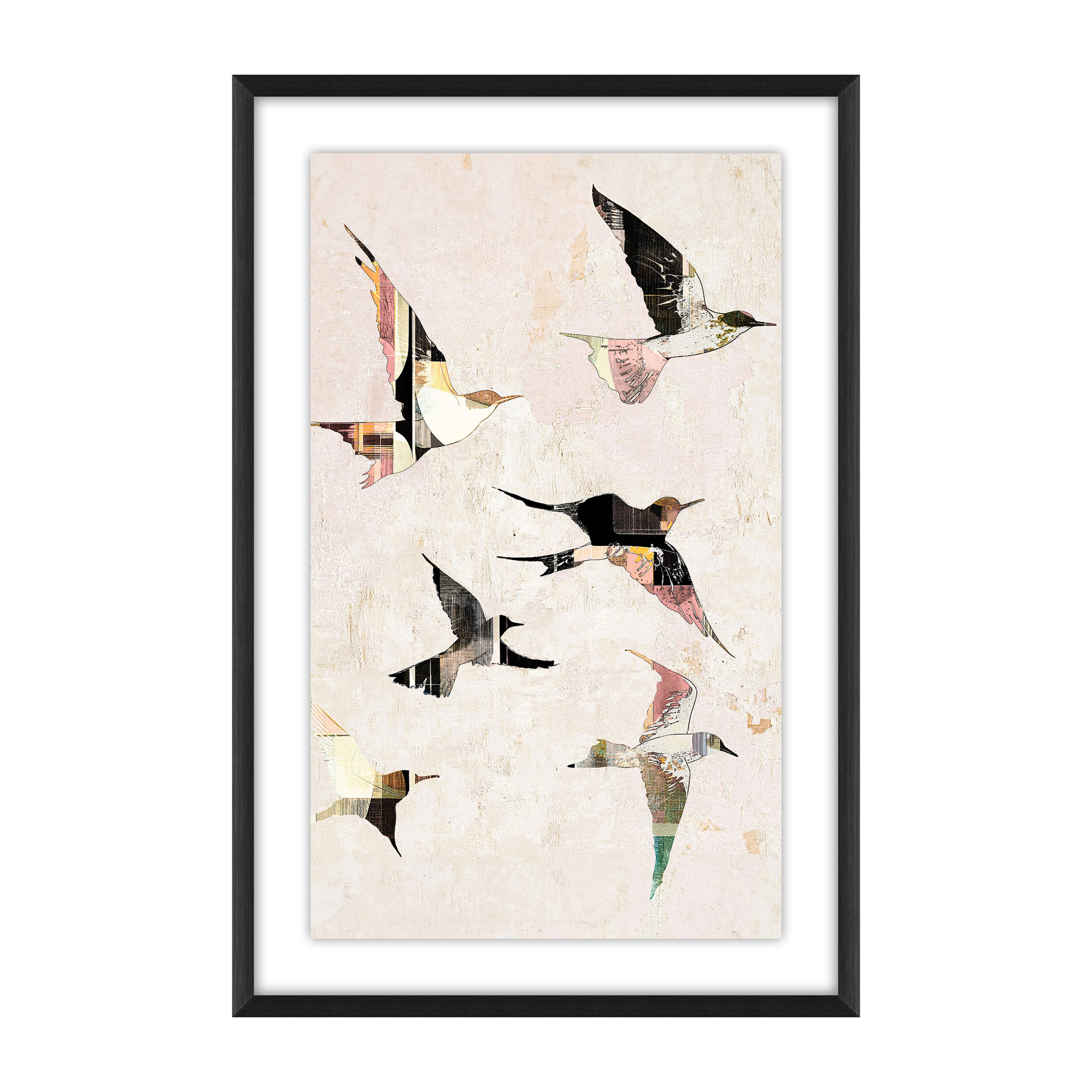 Patchwork Skies Glass Framed Canvas - Black