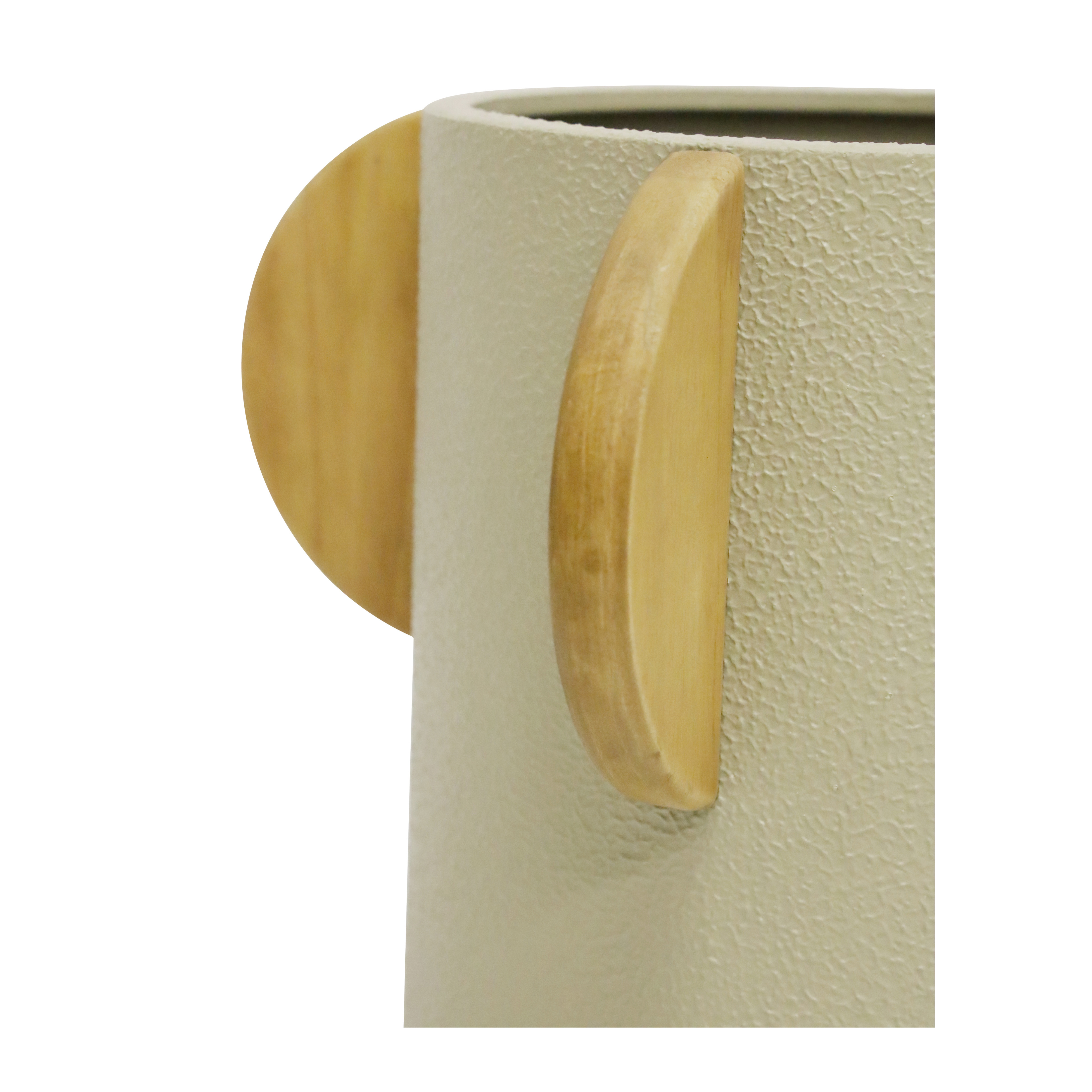 Rita Metal & Wood Vase - Taupe