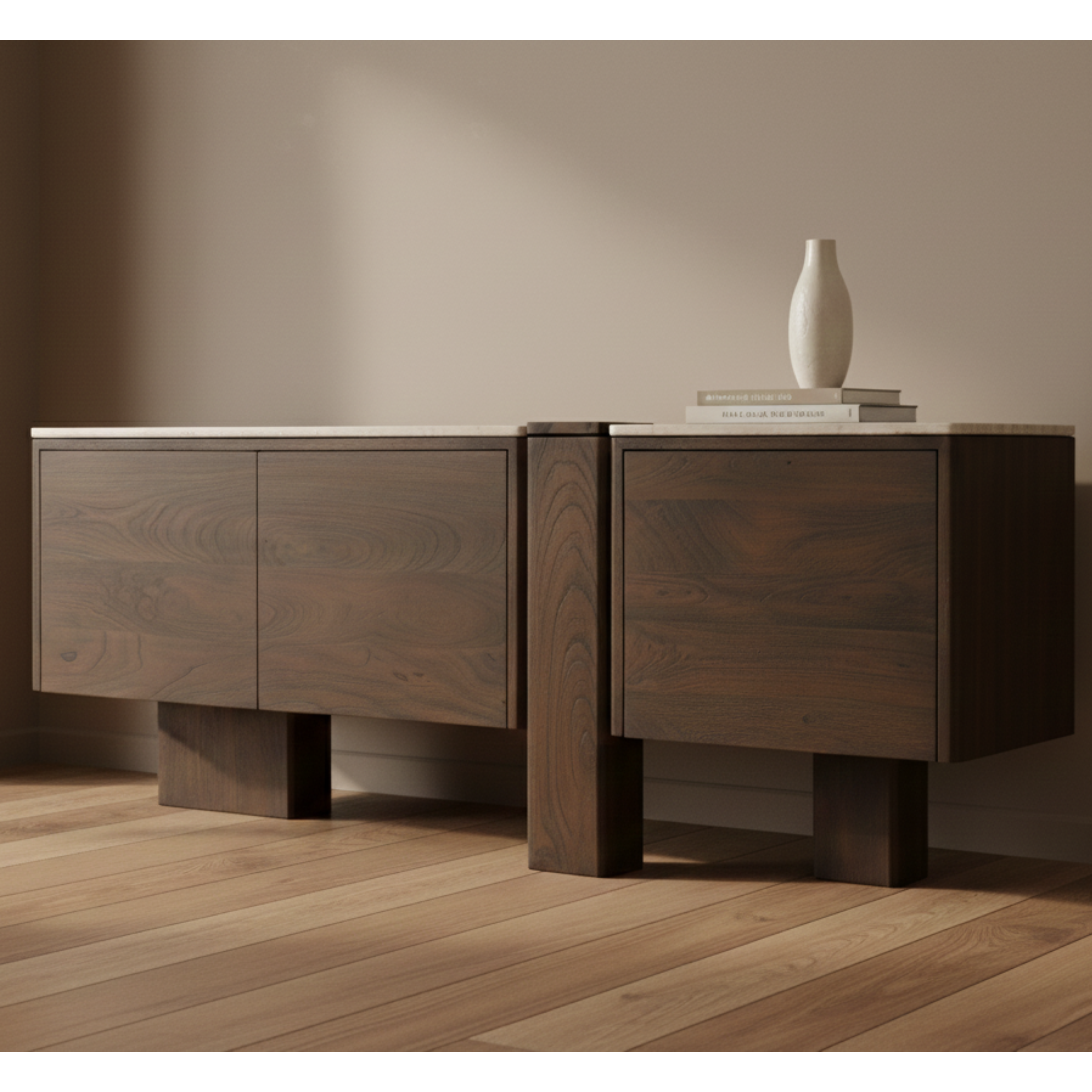 Munoz Media Unit With Stone Top - Walnut
