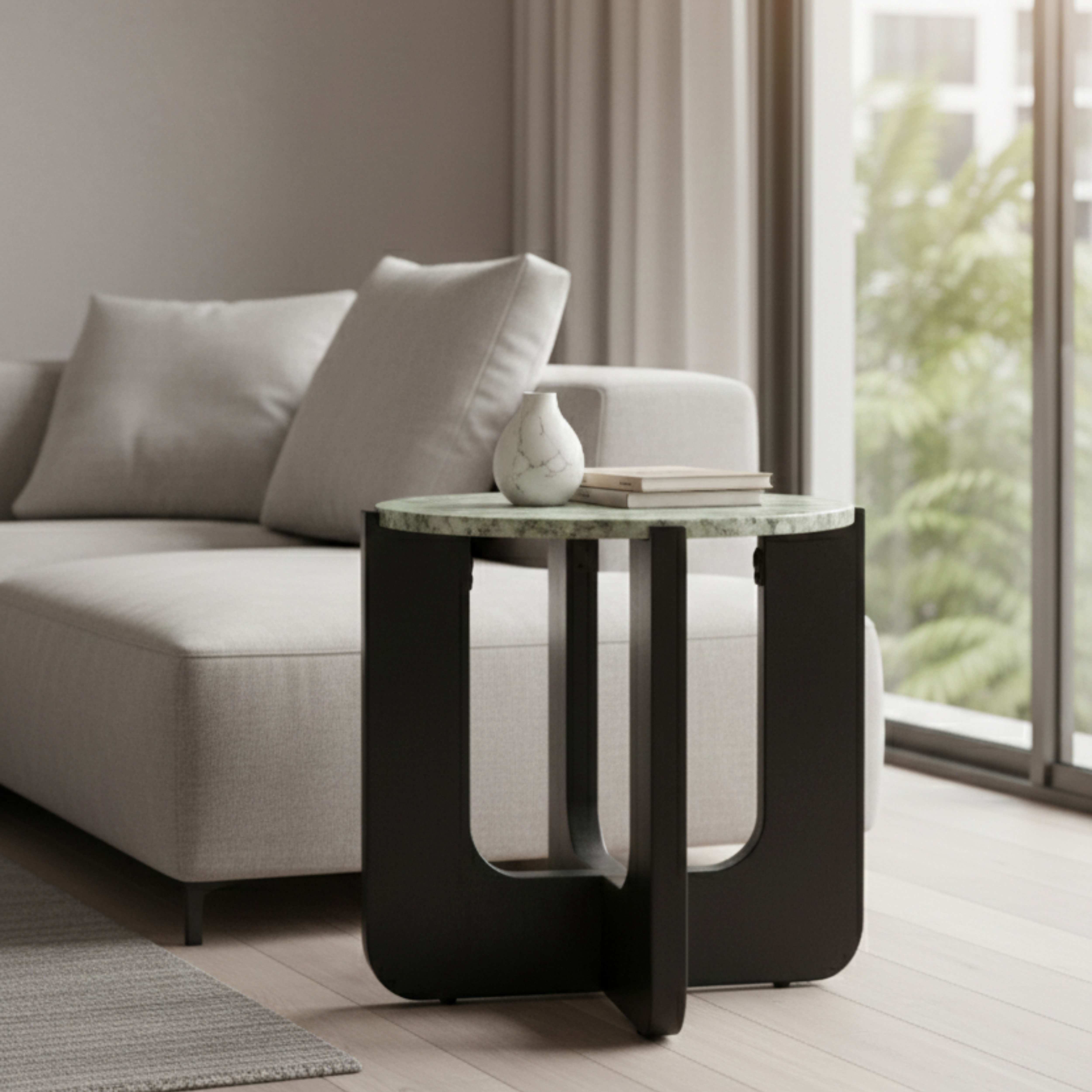 Hendrix Side Table With Marble Top - Green Marble