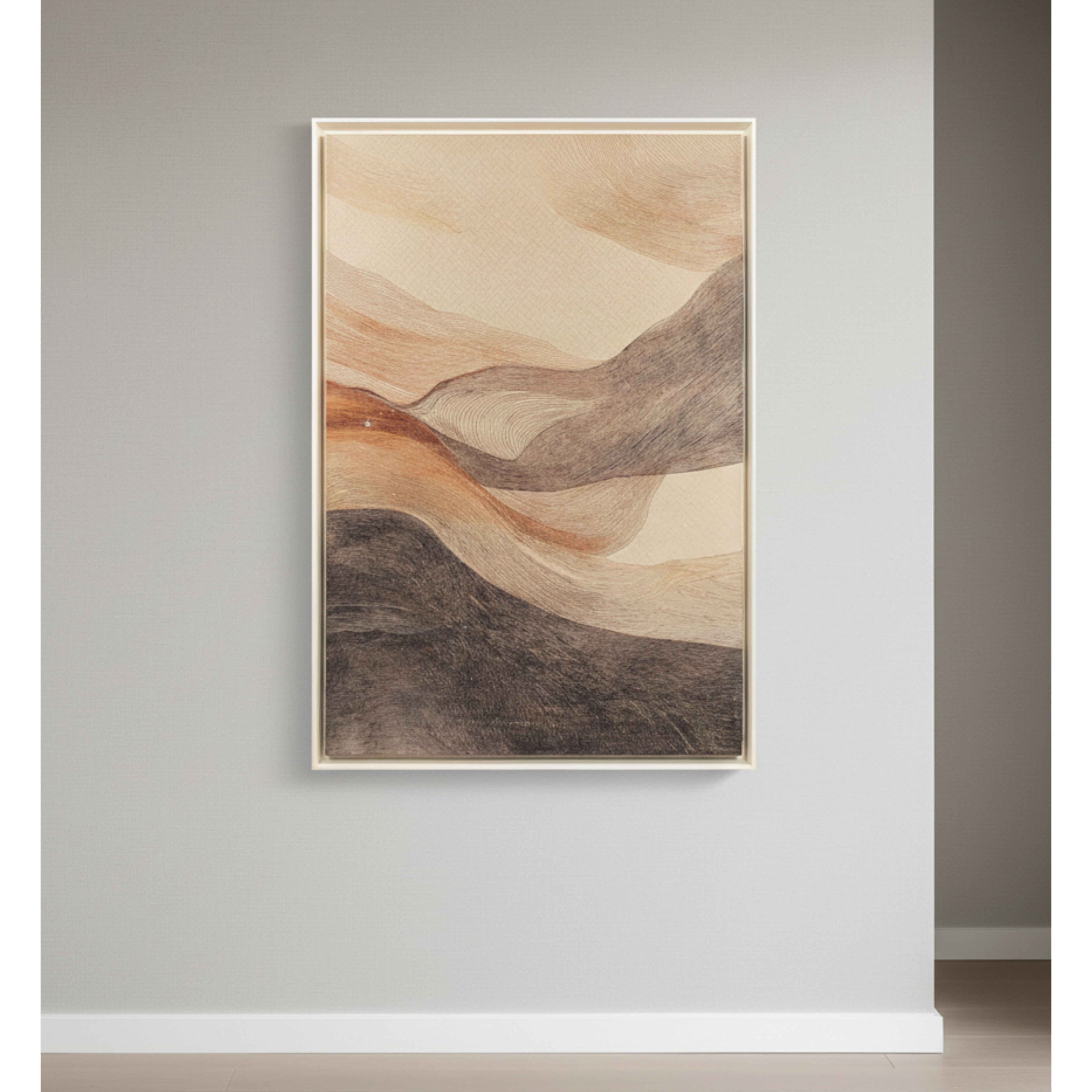 Dunes Textile Art Framed - Natural