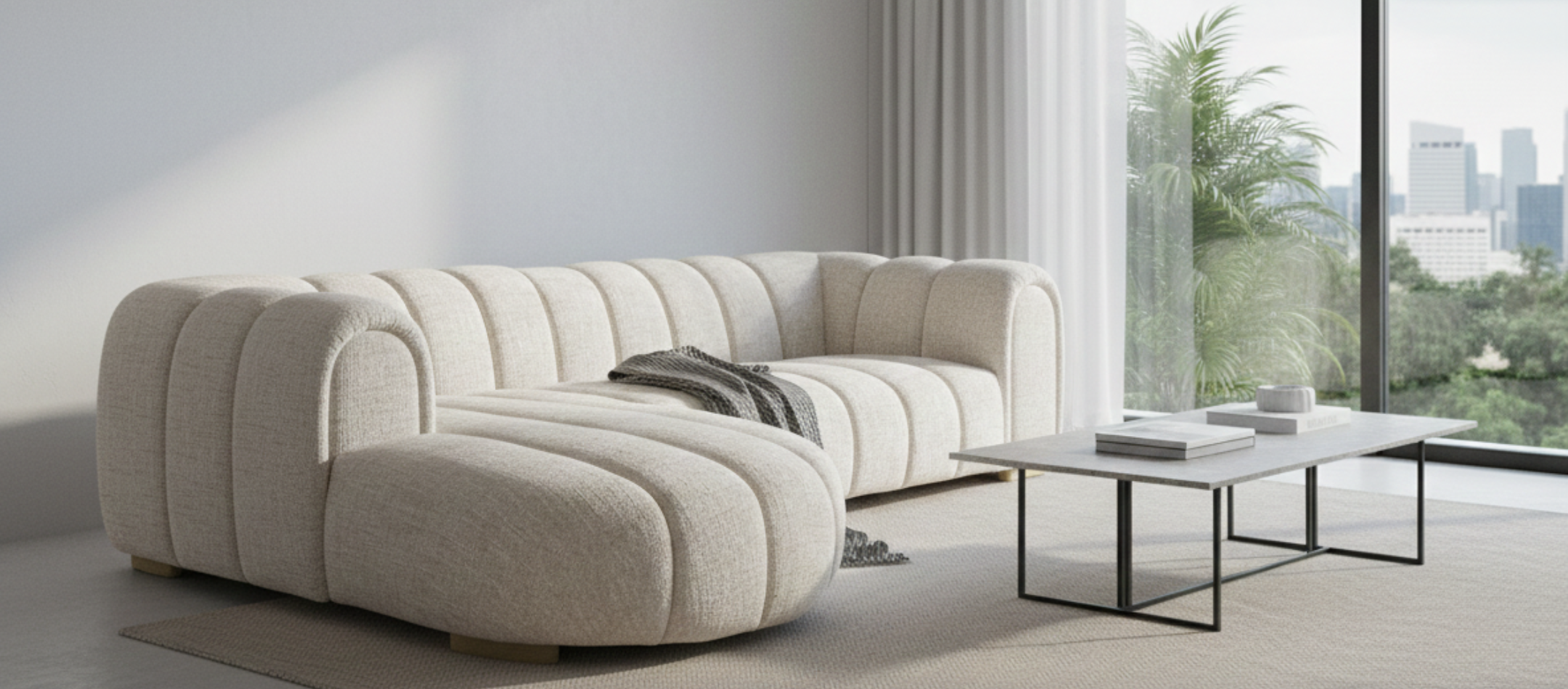 Frazier Sofa With Chaise - Taupe Fleck